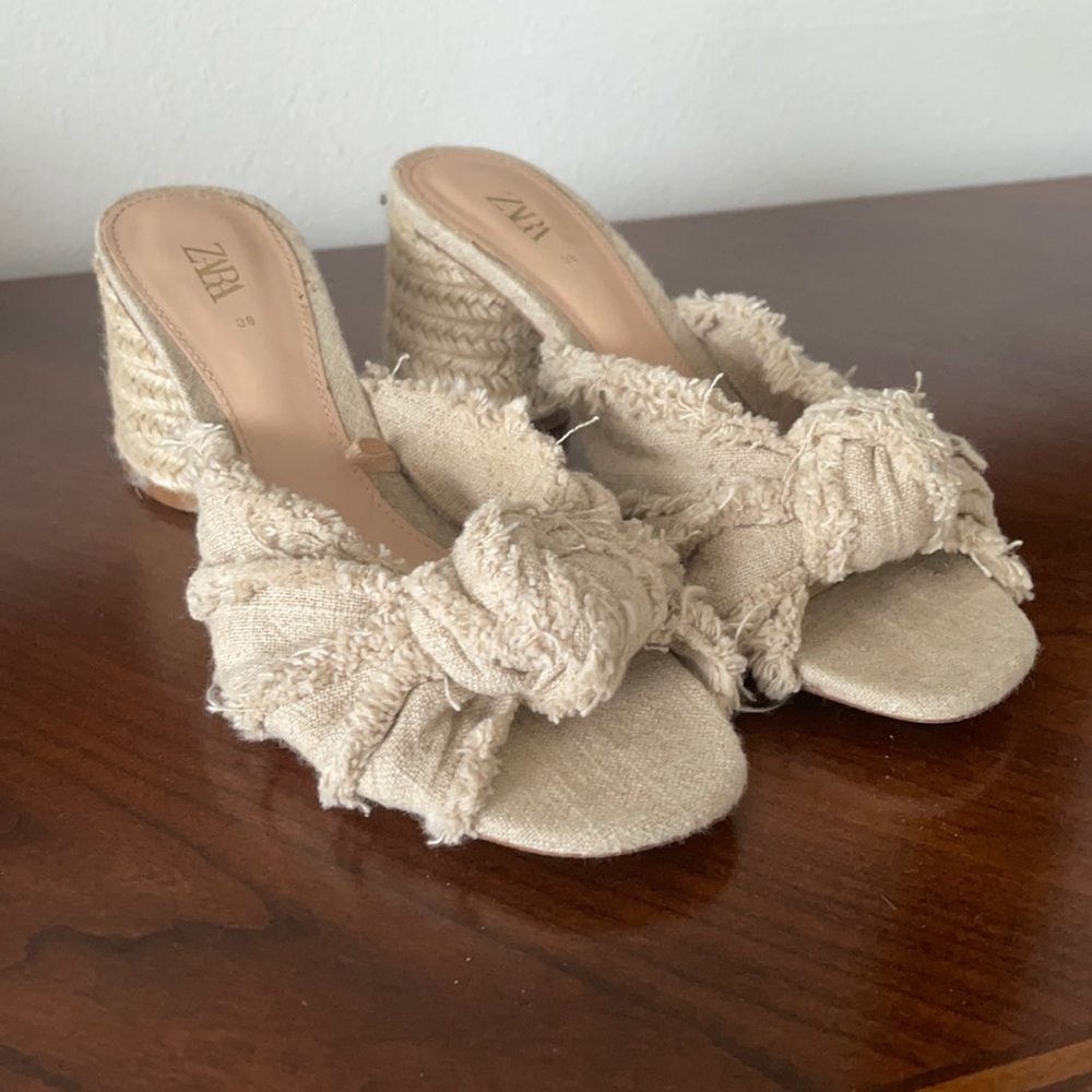 Zara Fray Knotted Heeled Mules